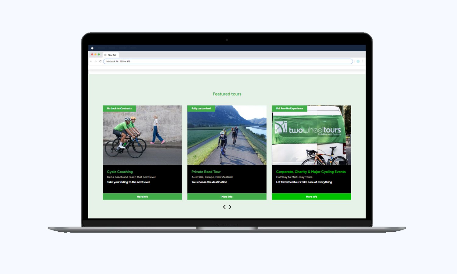 Desktop view of the cycling tour list page