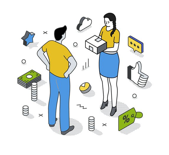 Customer making a purchase illustration