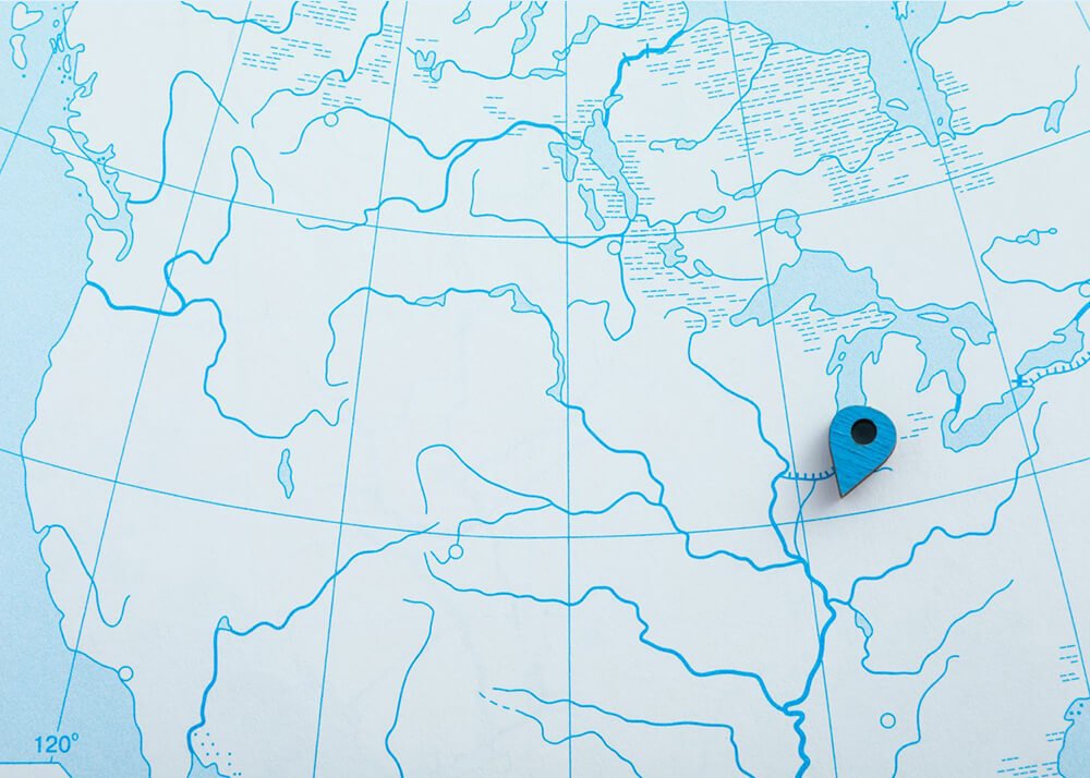 Map with a blue location pin marking a specific point
