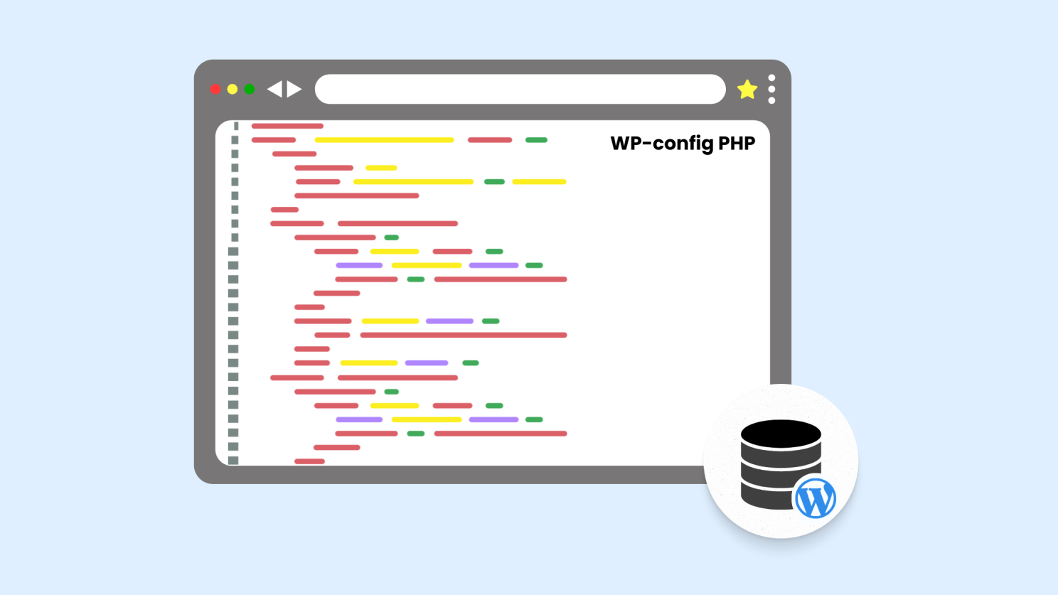 WordPress wp-config.php file illustration for database and security settings